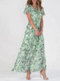 Flowers Print Short Sleeve Dress Summer Fashion Ruffle Beach Dresses Women's Clothing Grayceful LLC