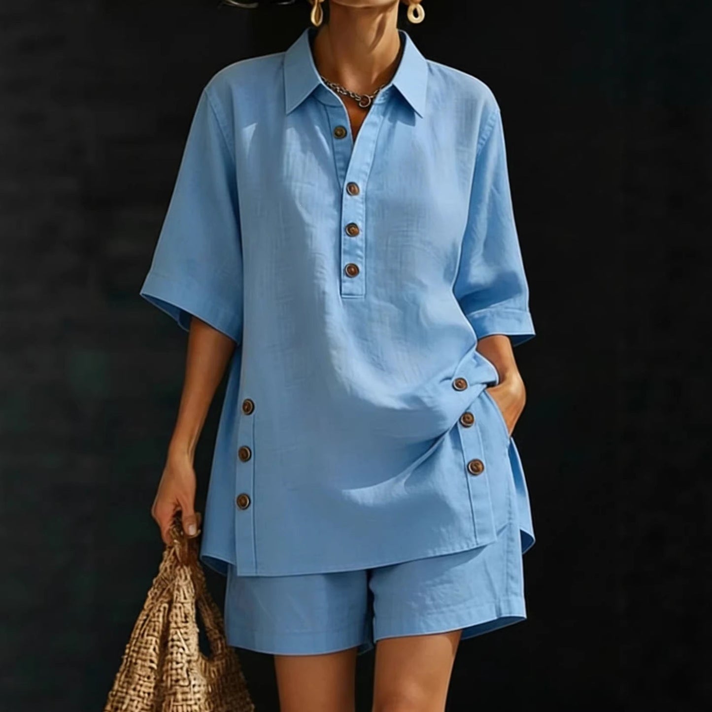 Short-Sleeve Shirt & Loose Pants Two-Piece Set – 4 Colors, S–5XL FitiqueFit