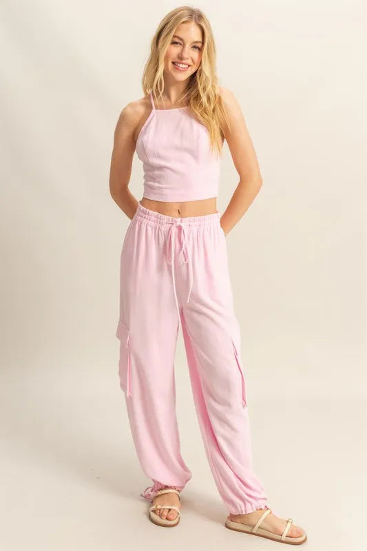 HYFVE Crop Top and Cargo Pants Set West2East Surf