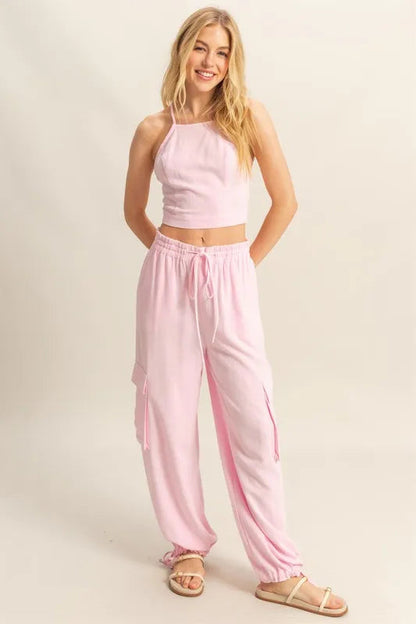HYFVE Crop Top and Cargo Pants Set West2East Surf