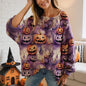 Women’s Hollow Out Batwing Top – Halloween Pumpkin Print Blouse FitiqueFit