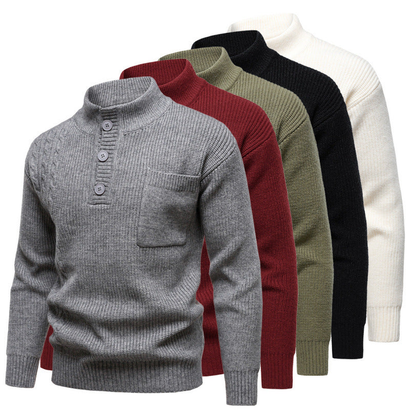 Men's Fashion British Henry Stand Collar Sweater Grayceful LLC