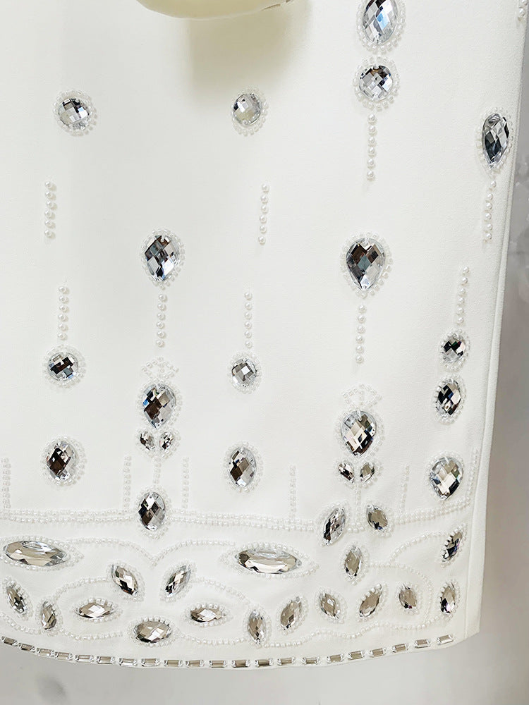 Fashion New Heavy Industry Beads Diamond Inlaid Short Top Long Skirt Suit See size chart under “more details” The Fashion Celestial