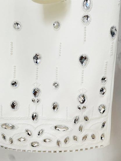 Fashion New Heavy Industry Beads Diamond Inlaid Short Top Long Skirt Suit See size chart under “more details” The Fashion Celestial