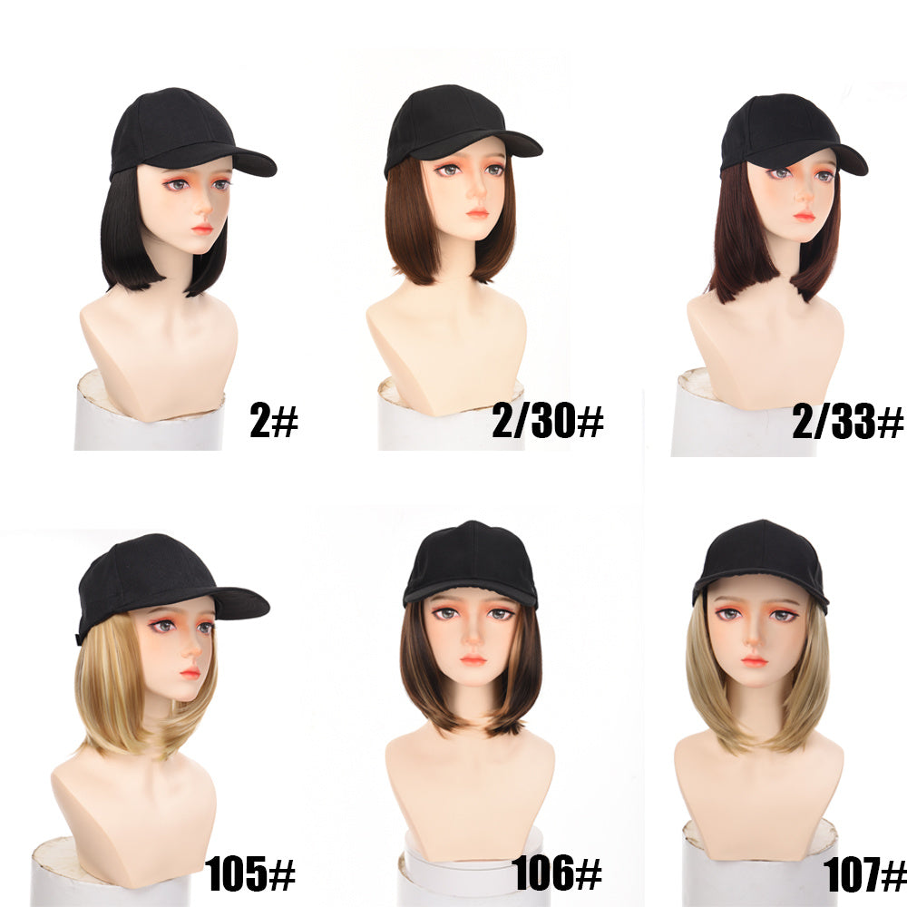 Women'S Hat Wigs, Baseball Cap Wigs, Short Bob Hairstyles, Synthetic Caps with -Resistant NovaCart