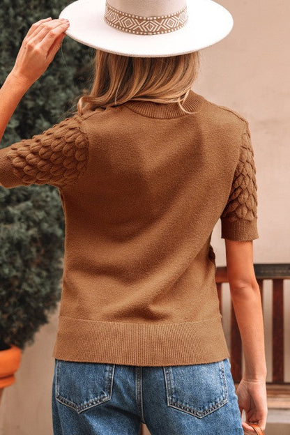 Fish Scale Textured Knit Short Sleeve Sweater Shop Style & More | Fresh Looks, Everyday Deals & Free Shipping