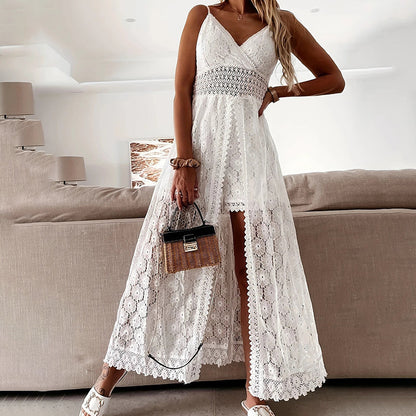 Women's Elegant Lace V-Neck Sleeveless Jumpsuit FitiqueFit