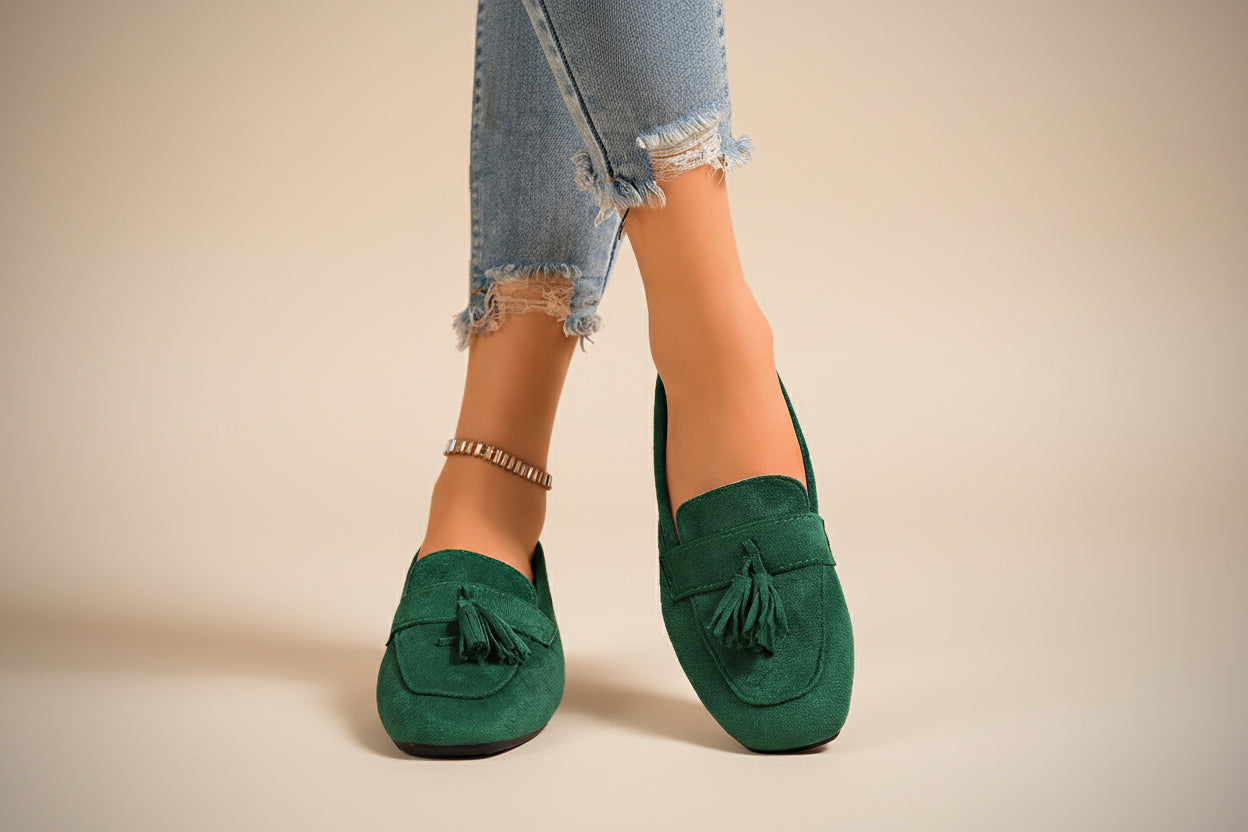 Women's Square Toe Tassel Slip-On Loafers | Suede Flat Casual Shoes FitiqueFit
