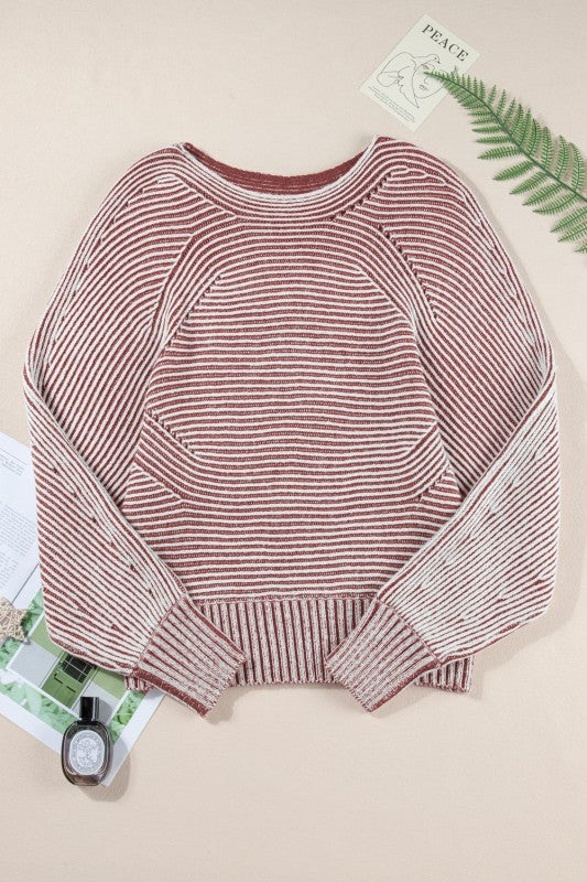 Stripe Ribbed Knit Boat Neck Sweater Shop Style & More | Fresh Looks, Everyday Deals & Free Shipping