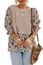 Beige Faux Two Piece Knit Patchwork Floral Plus Size Top Garden Naked Curves