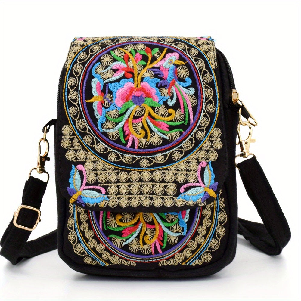 Women's Embroidered Crossbody Bag, Mini Shoulder Bag, Portable Double-Layer Wallet, Phone Pouch NovaCart