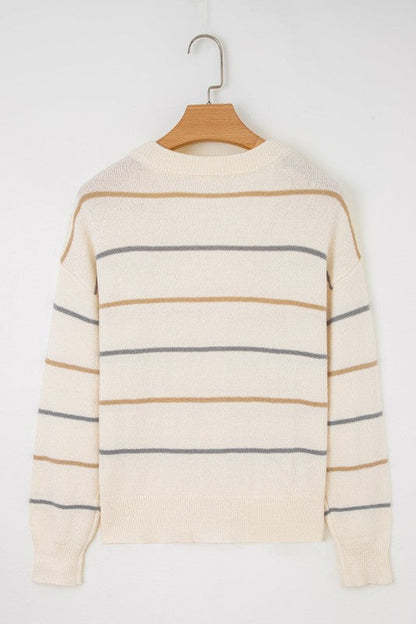 Stripe Buttoned V-Neck Cardigan Sweater Shop Style & More | Fresh Looks, Everyday Deals & Free Shipping