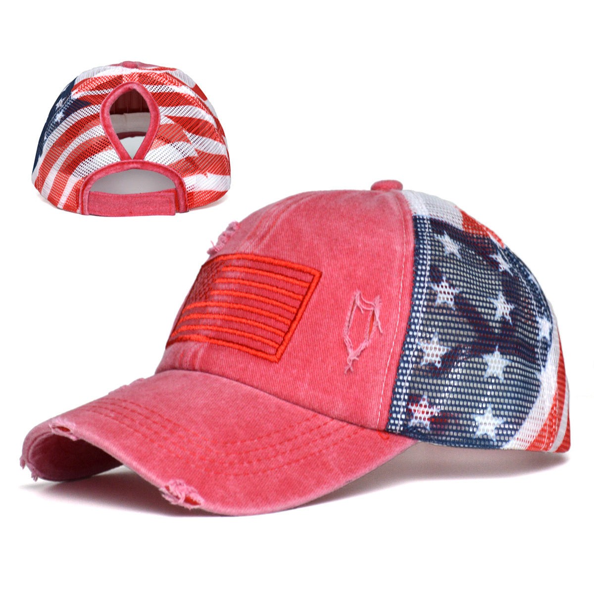 Women's Ripped Embroidered Baseball Cap – Breathable Dome Top Polyester Hat FitiqueFit