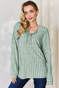 Basic Bae Full Size Ribbed Half Button Long Sleeve T-Shirt New Era Fashion LLc