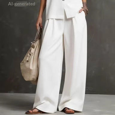 Women's Sleeveless Vest & Wide-Leg Pants Two-Piece Set – 10 Colors XS–3XL FitiqueFit
