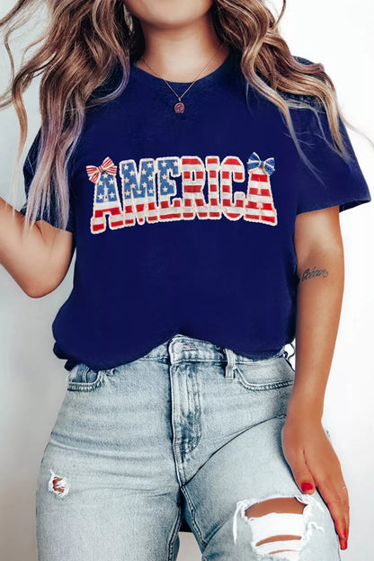 AMERICA Round Neck Relaxed T-Shirt New Era Fashion LLc