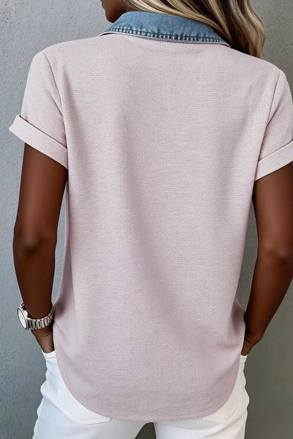 Denim Trim Button-Down Shirt New Era Fashion LLc