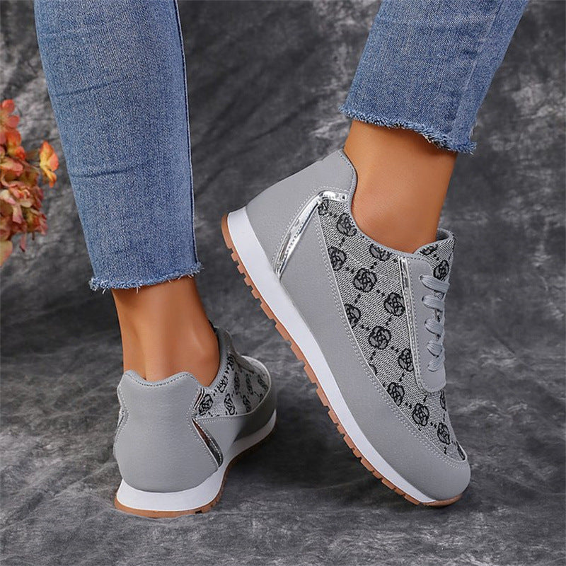 Floral Print Lace-Up Sneakers – Comfortable Canvas Shoes FitiqueFit