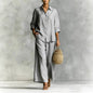 Cotton-Linen Shirt & Wide-Leg Pants Suit – 6 Colors, S–5XL FitiqueFit