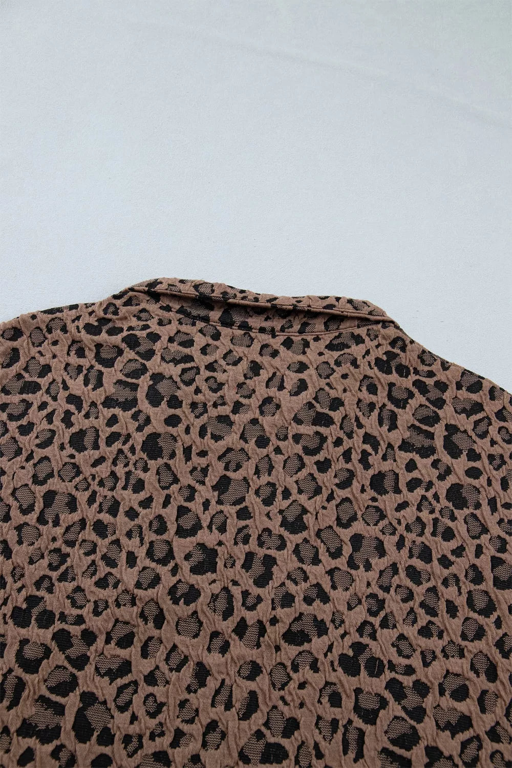 Leopard Jacquard Striped Patchwork Half Zip Short Sleeve Blouse New Era Fashion LLc