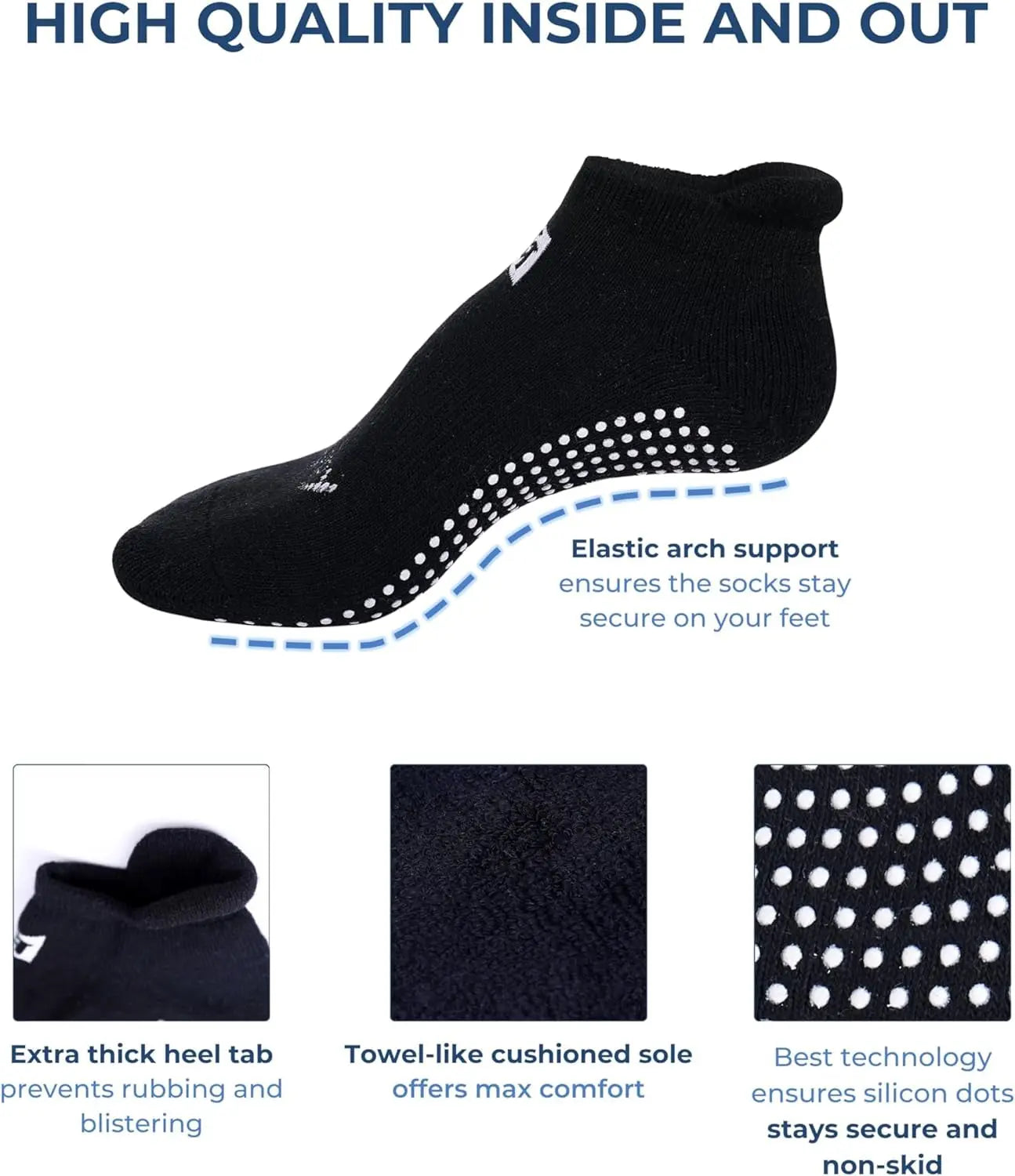 Non-Slip Socks Yoga Barre Pilates Hospital Maternity Sock W/Grips for Women Men