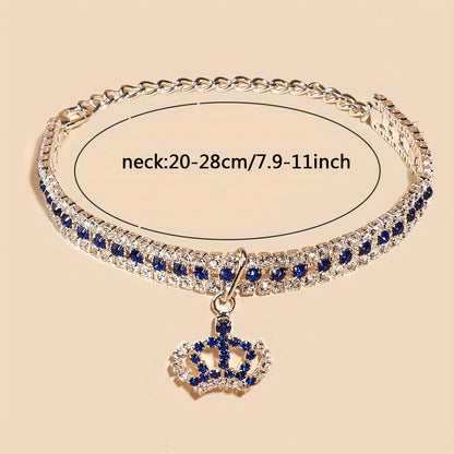 Elegant Pet Rhinestone Crown Pendant Necklace - Sparkling Multicolor Gemstone Accessory for Cats & Dogs, Random Color Selection NovaCart