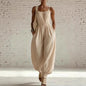 Women's Sleeveless Wide-Leg Jumpsuit – Knit, Low Waist, Flare Pants FitiqueFit
