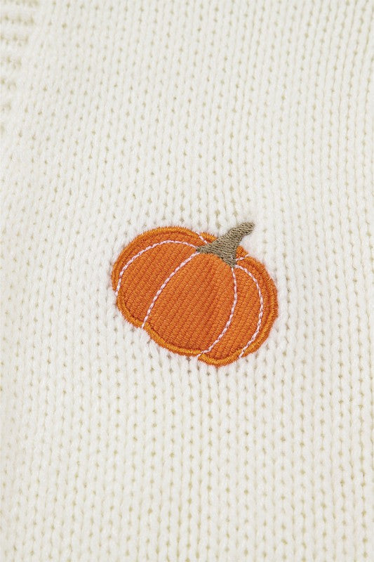 Pumpkin Embroidered Open Front Drop Shoulder Cardi Shop Style & More | Fresh Looks, Everyday Deals & Free Shipping