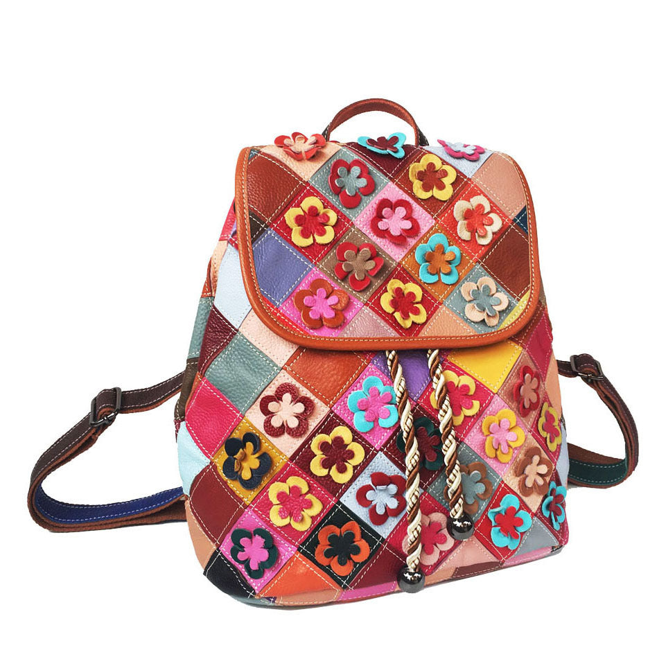 Stitching Rhombus Retro Women's Bag Leather Backpackage Backpack See size chart under “more details” The Fashion Celestial