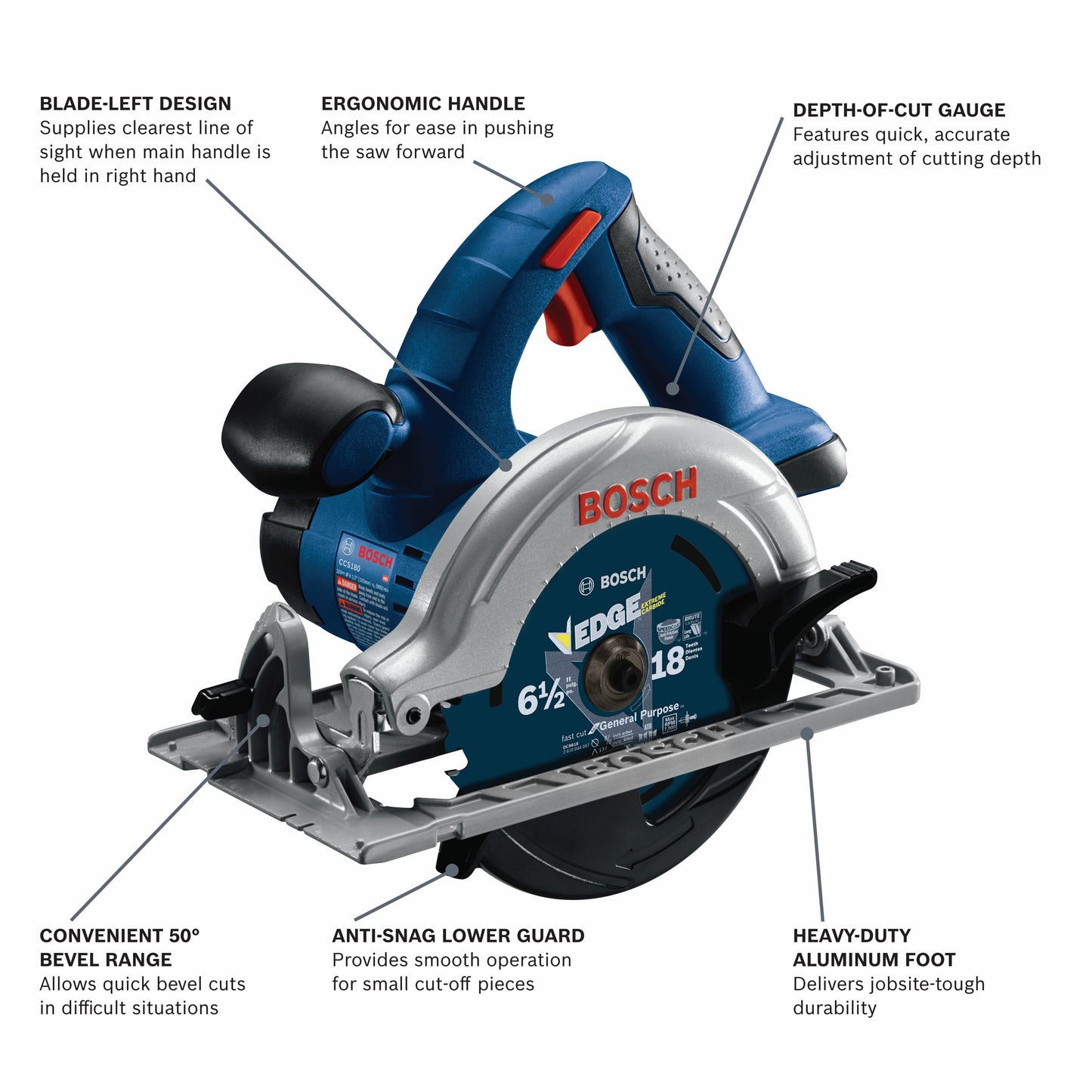 BOSCH CCS180B 18V 6-1/2 In. Blade Left Circular Saw (Bare Tool) VM Hardware