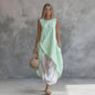 Solid-Color Sleeveless Loose-Fit Dress With Patch Pockets FitiqueFit