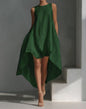 Sleeveless High-Low Irregular Hem Linen Blend Dress – Women's Summer Dress FitiqueFit
