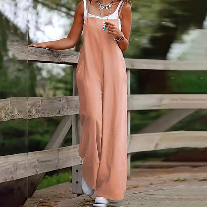 Plus Size Women's Solid Color Casual Jumpsuit - Sleeveless Romper With Pockets For Spring&Summer Grayceful LLC