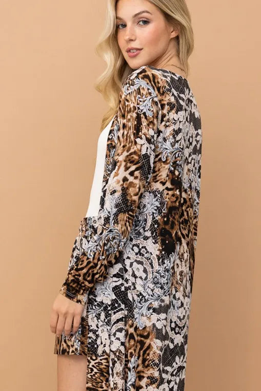 And The Why Animal Print Kimono and Shorts Set New Era Fashion LLc