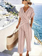 Women's Loose Irregular Short-Sleeve Two-Piece Set FitiqueFit