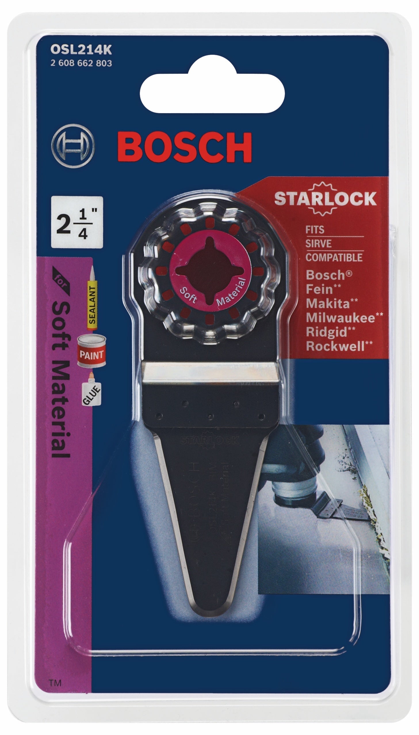 BOSCH OSL214K 2-1/4 In. Starlock® Oscillating Multi Tool Caulk Knife Blade VM Hardware