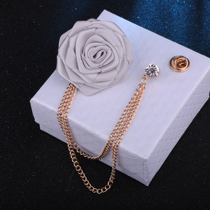 Men's Wedding Ceremony Groom Handmade Rose Chain Brooch NovaCart