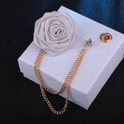 Men's Wedding Ceremony Groom Handmade Rose Chain Brooch NovaCart
