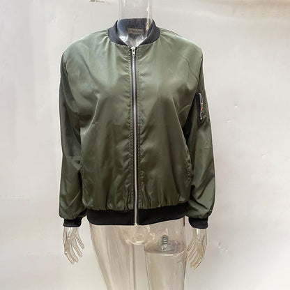 Minimalist Color-Block Stand-Collar Zip Jacket FitiqueFit