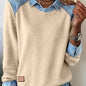 Denim Collar Patchwork Pullover Knitwear Top – Women’s Street Style FitiqueFit