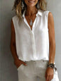 Women's Solid Color Lapel Sleeveless Top FitiqueFit