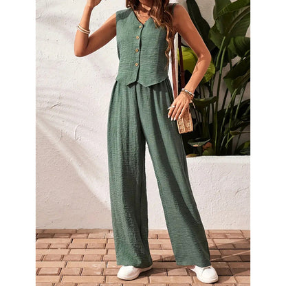Women’s crop vest blazer wide leg pants set FitiqueFit