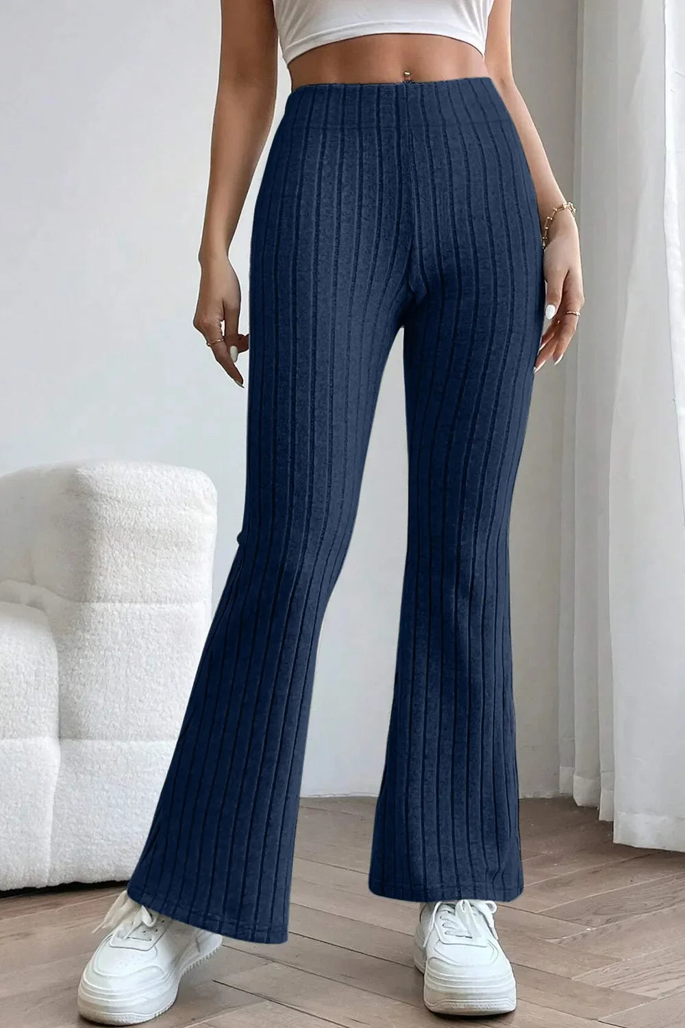 Basic Bae Full Size Ribbed High Waist Flare Pants New Era Fashion LLc