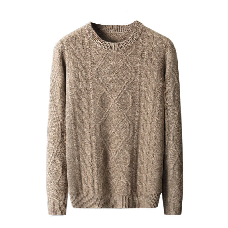 Men's Pullover Twist Round Neck Base Knitwear Loose-fitting Oversized Sweater Grayceful LLC