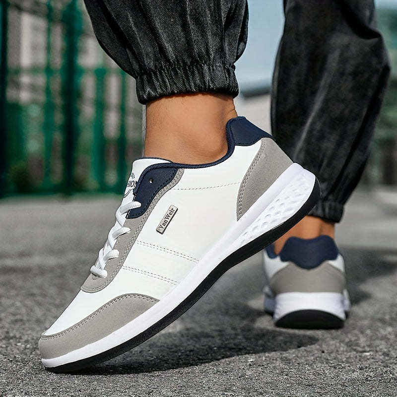VanWeir Lightweight Men'S Shoes | Navy Blue/White, Lace-up sneakers with MD/TPR Sole, Breathable Fabric Lining for Outdoor, Hiking & Casual Wear NovaCart