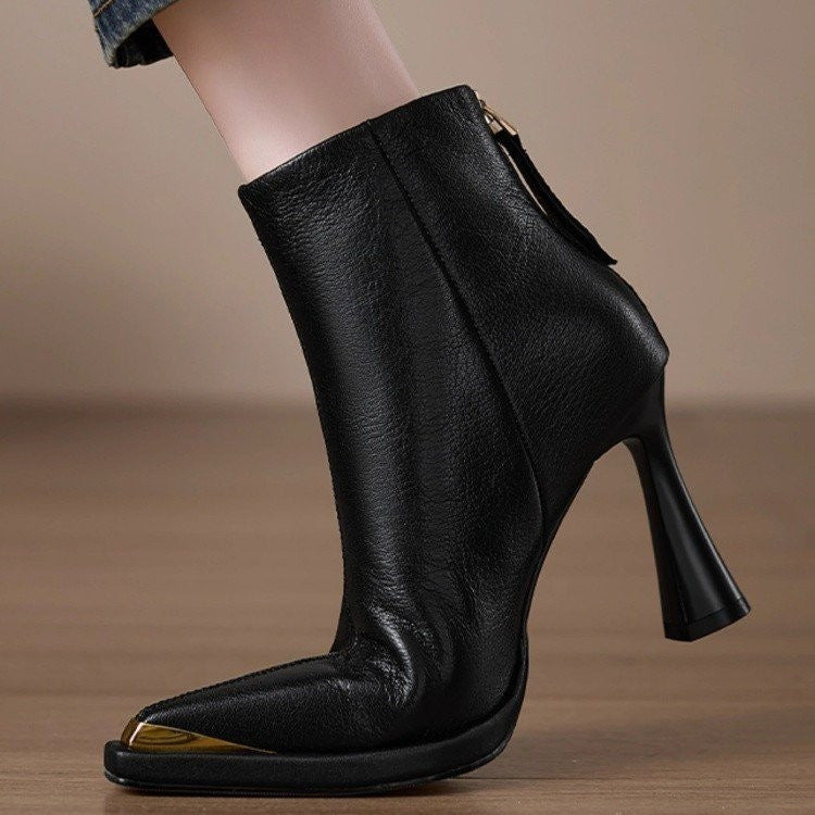 Women’s Pointed-Toe Chunky-Heel Side-Zip Boots FitiqueFit