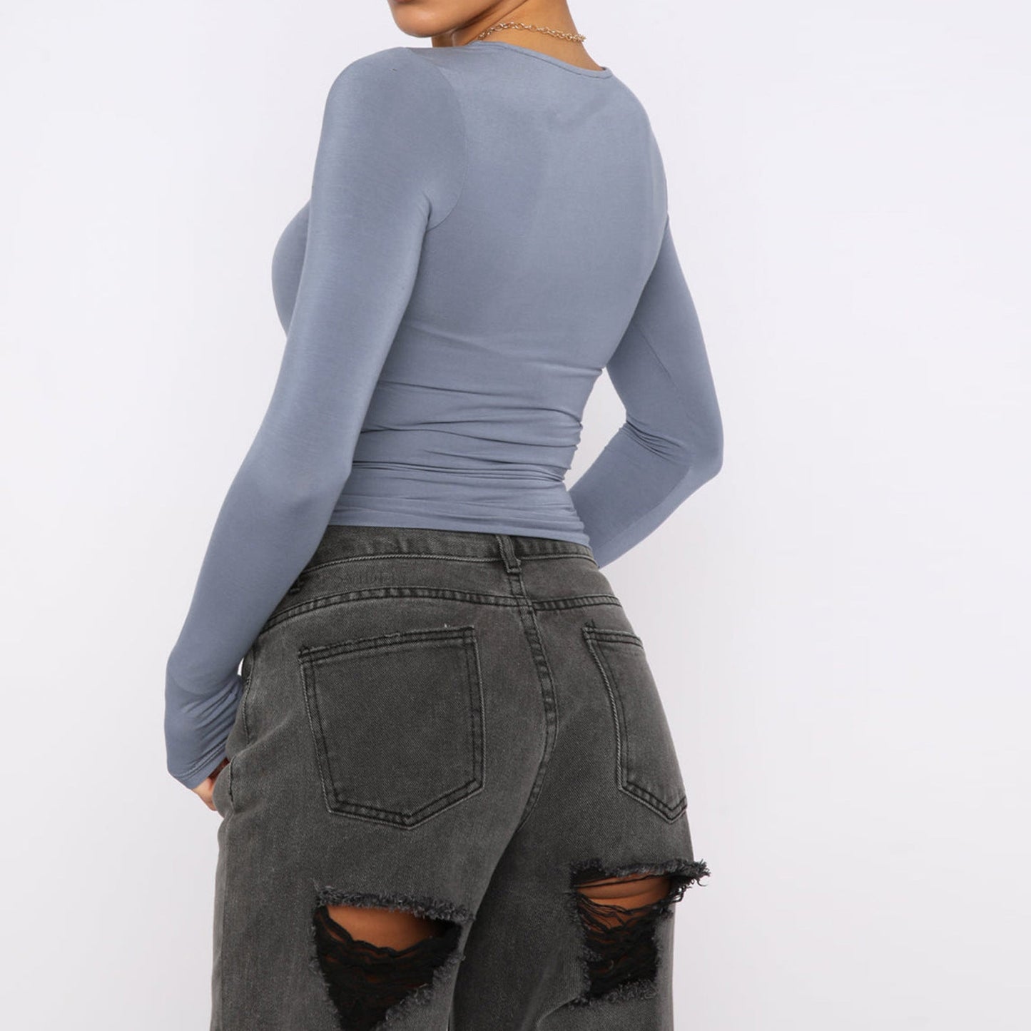 Slim Fit Long Sleeve Shirt | Women's Casual Crop Tops FitiqueFit