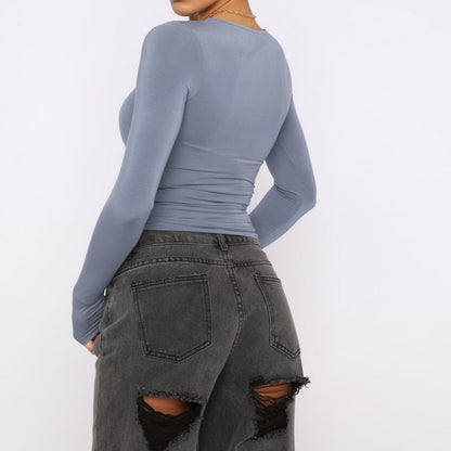 Slim Fit Long Sleeve Shirt | Women's Casual Crop Tops FitiqueFit
