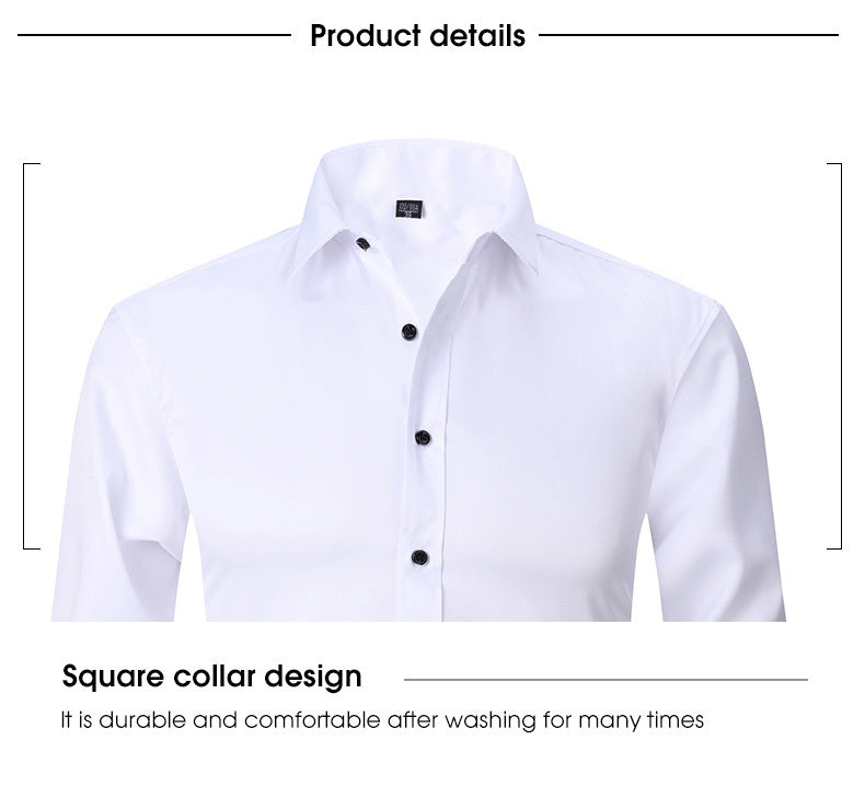 Men'S Stretch Slim-Fit Formal Shirt Without Pockets, Light Business Turn- Collar Long-Sleeved Shirt, Men'S Business Shirt, Wrinkle-Resistant And Durable Solid Color Formal Long-Sleeved Shirt with Buttons And Pockets, Suitable NovaCart