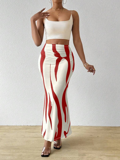 Popular Women's Dress With Zebra Pattern Tight Fitting High Waisted Fish Tail Fashion Skirt Grayceful LLC